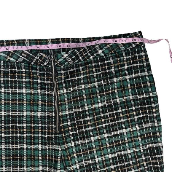 BP Women's 1X NWOT Pants Green Julia Plaid Flare O-Ring Zip High Rise - Picture 6 of 14
